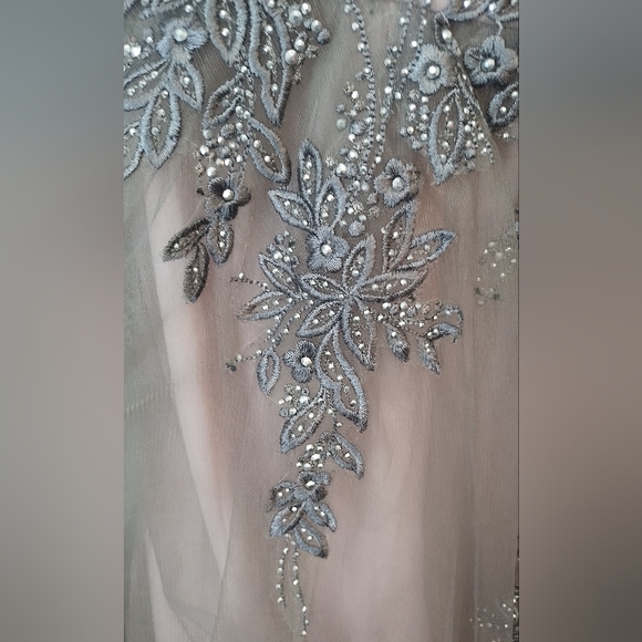 Elegant Gray and Lavender Embellished Gown - Picture 6 of 13